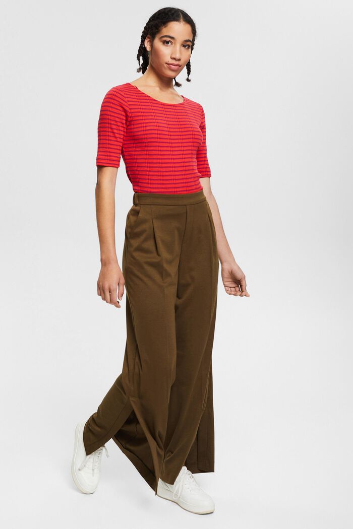 Rib knit top with stripes, blended cotton, ORANGE RED, detail image number 6
