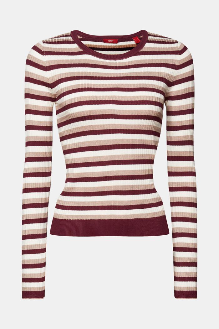 Striped Rib-Knit Top, NEW AUBERGINE, detail image number 6