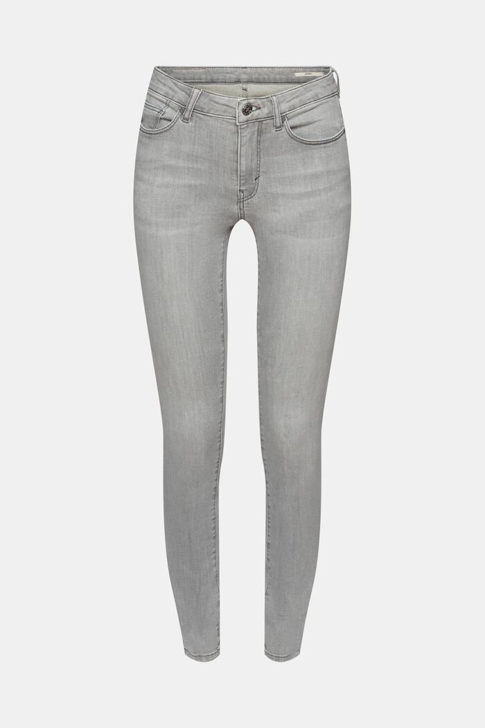 Mid-rise skinny jeans, GREY LIGHT WASHED, detail image number 7