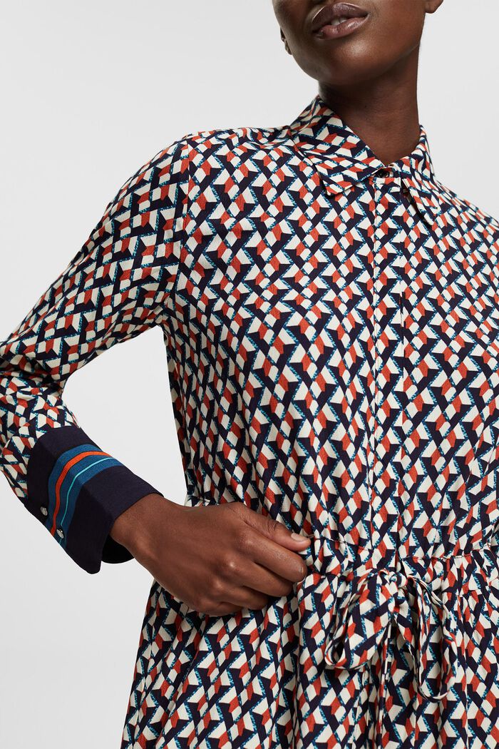 Patterned shirt dress, LENZING™ ECOVERO™, NAVY, detail image number 0