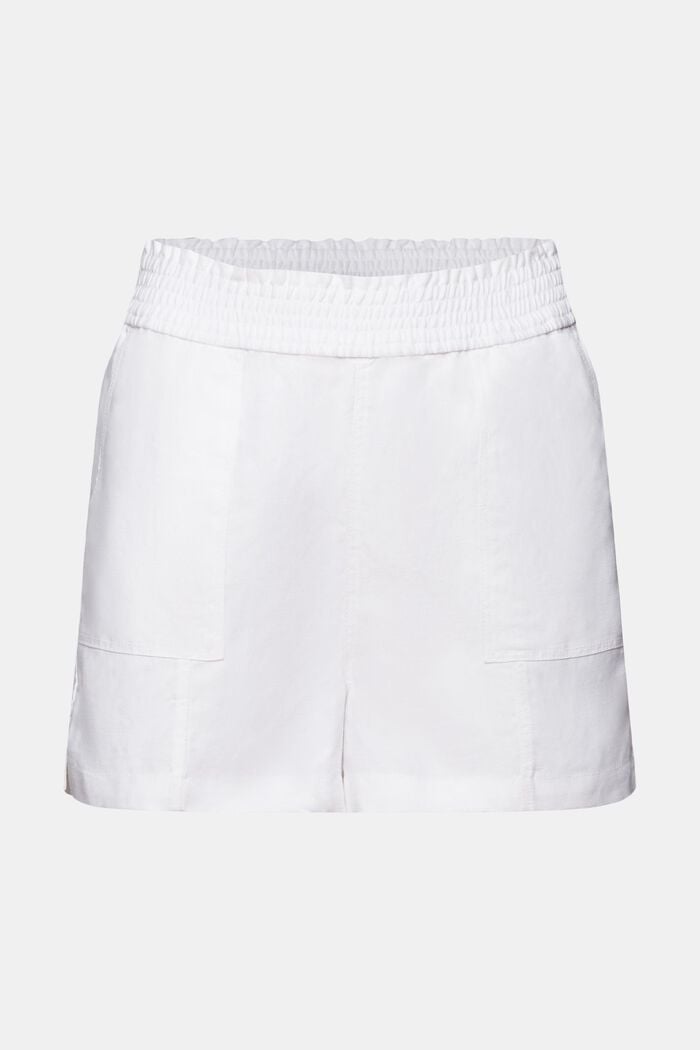 Pull-on shorts, linen blend, WHITE, detail image number 7