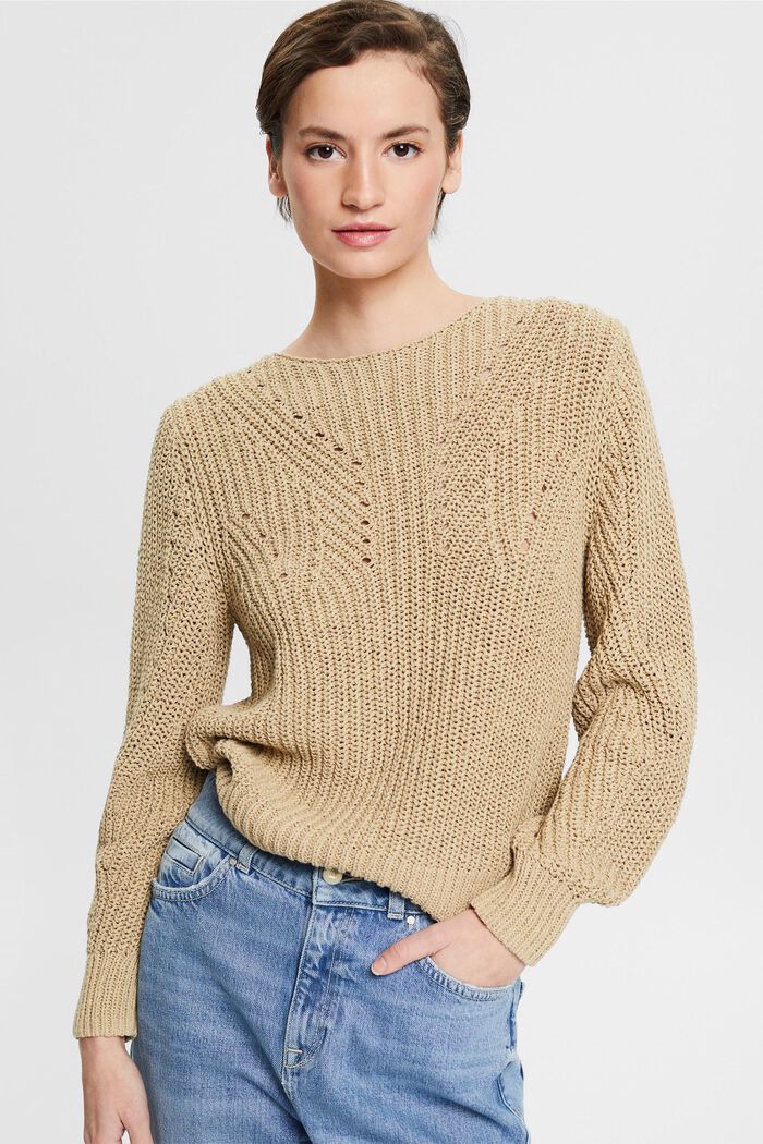 Jumper in a chunky knit, SAND, detail image number 0