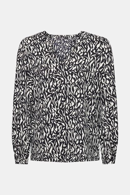 Crepe blouse with all-over pattern