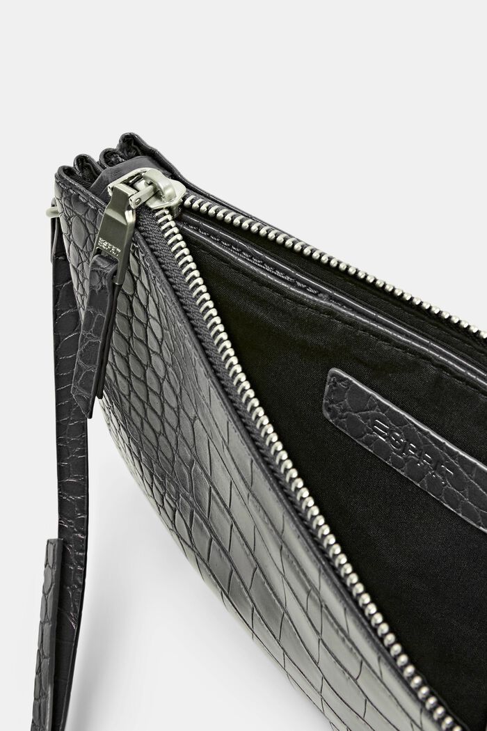Faux Leather Shoulder Bag, DARK GREY, detail image number 3