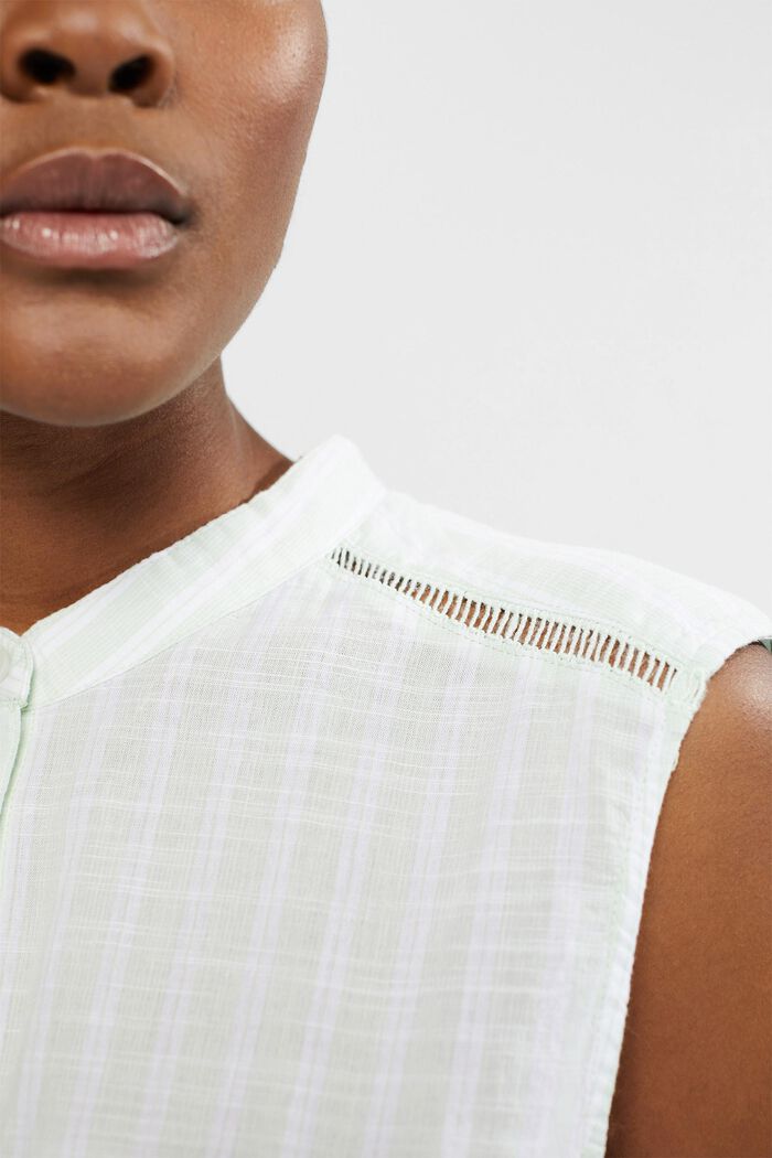 Check blouse top made of 100% cotton, PASTEL GREEN, detail image number 2