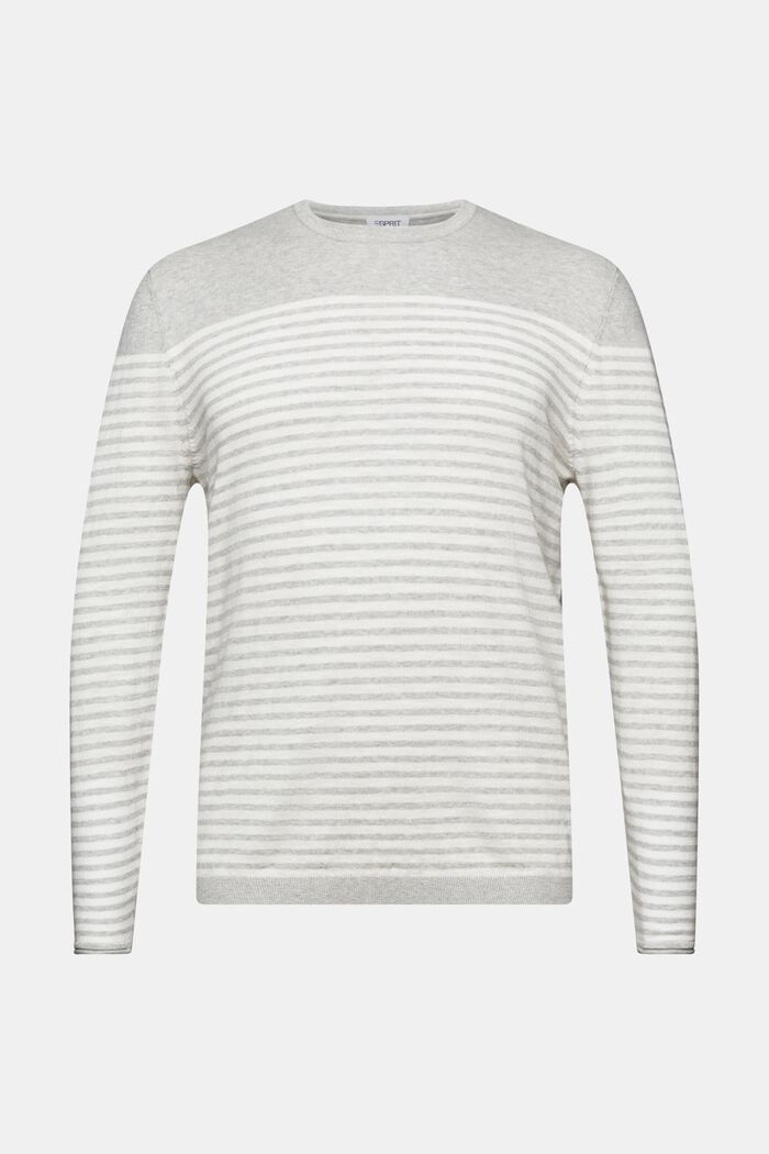 Striped Cotton Sweater, LIGHT GREY, detail image number 5