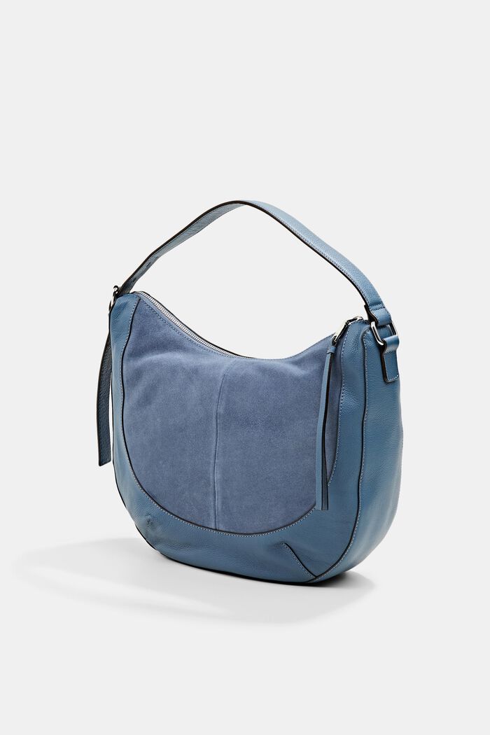 Leather bag in a material mix design, LIGHT BLUE, detail image number 2