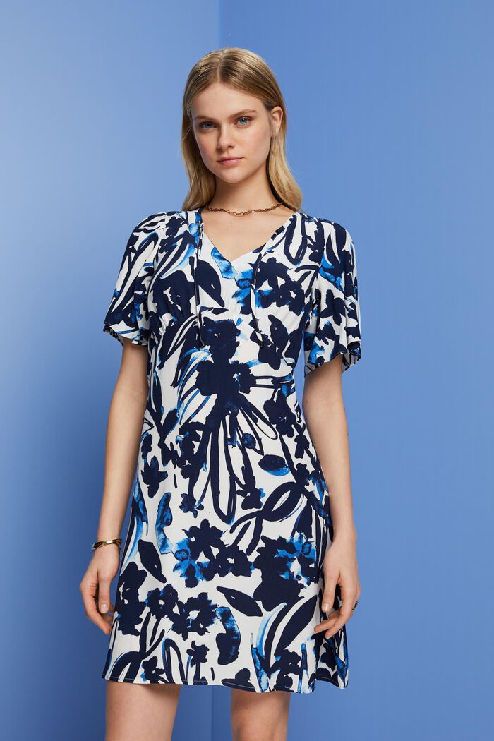 Patterned mini dress, LENZING™ ECOVERO™, DARK BLUE, detail image number 0