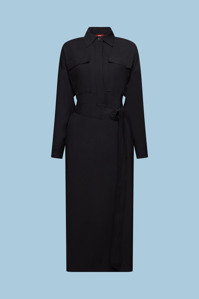 Oversized Midi Shirt Dress, BLACK, detail image number 5