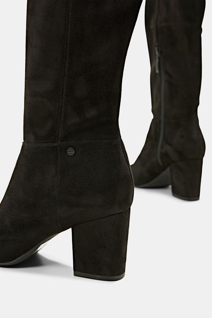 Knee-high boots in faux suede, BLACK, detail image number 4