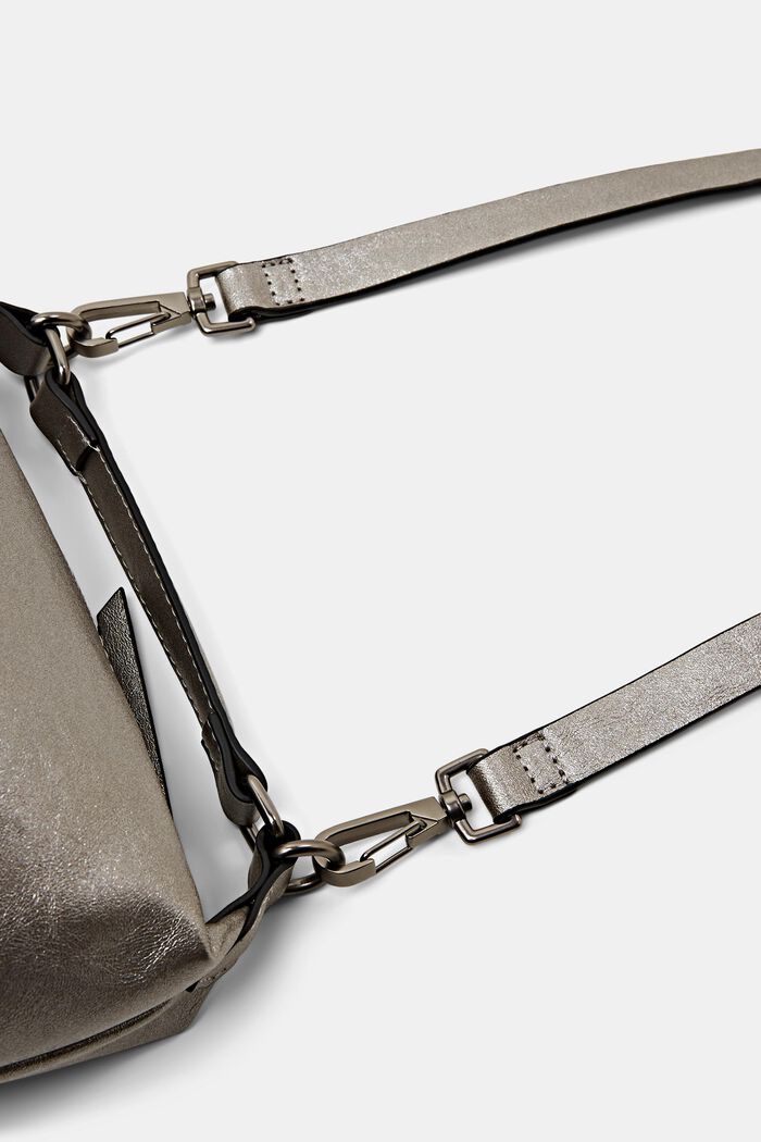 Metallic Faux Leather Bag, GUNMETAL, detail image number 1