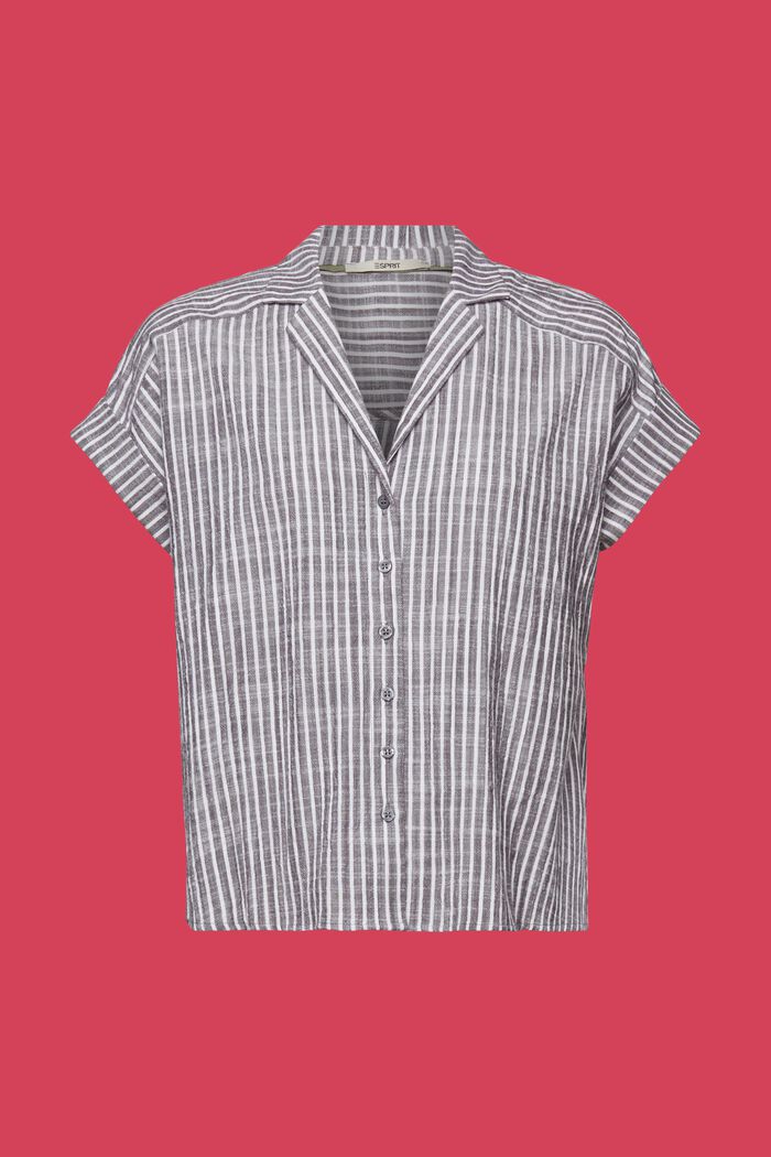 Striped short-sleeve blouse, 100% cotton, ANTHRACITE, detail image number 6