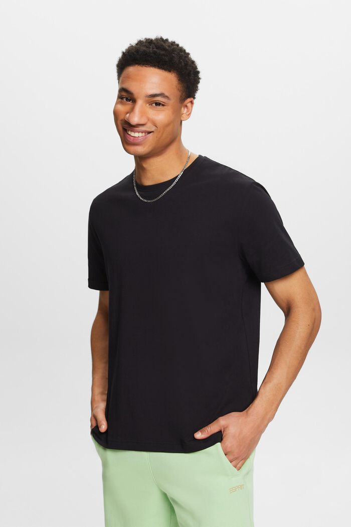 Short-Sleeve Crewneck T-Shirt, BLACK, detail image number 0