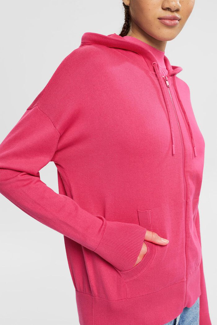 Cardigan with a hood, PINK FUCHSIA, detail image number 2