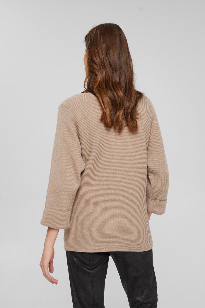 Batwing jumper in a wool and cashmere blend, LIGHT TAUPE, detail image number 3
