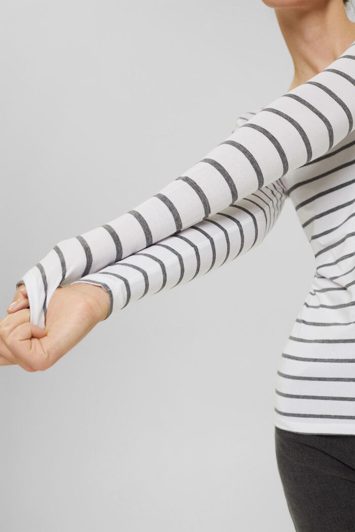 Striped long sleeve top made of organic cotton, WHITE, detail image number 5
