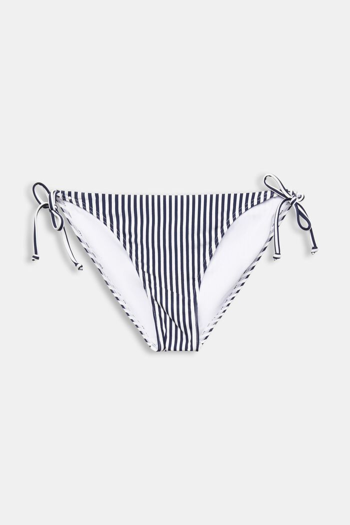 Striped Side-Tie Bikini Bottoms, NAVY, detail image number 4