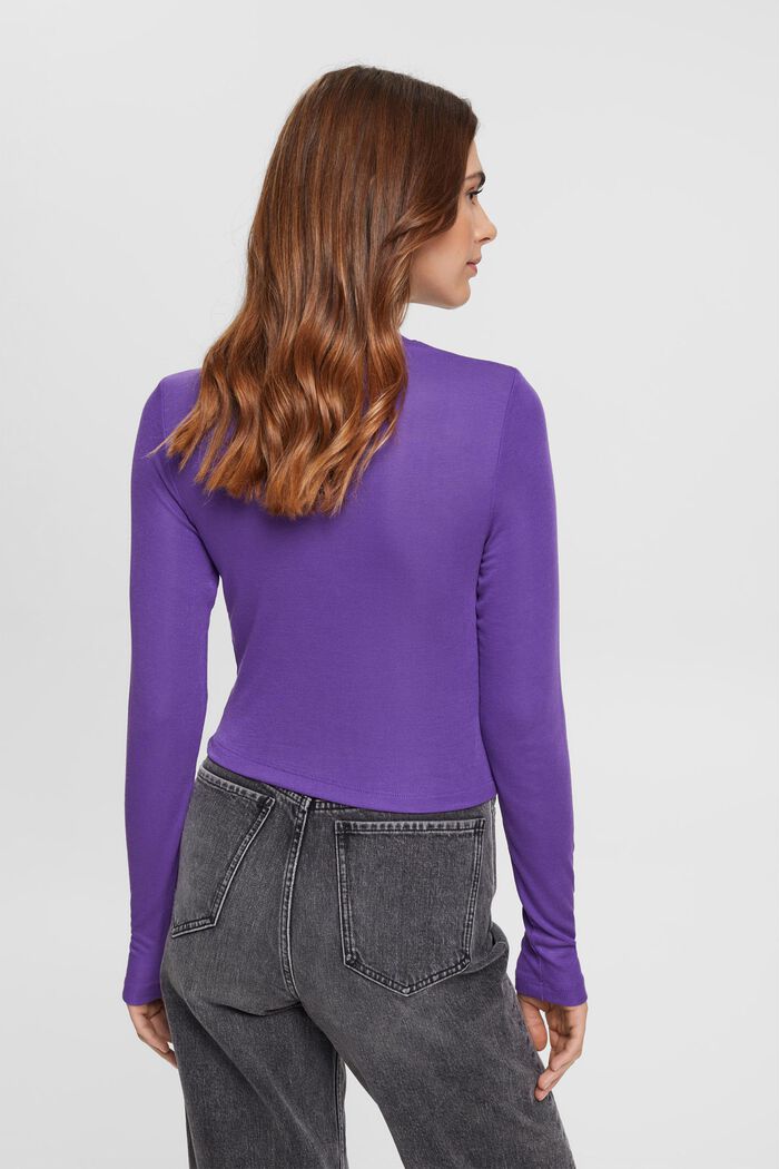 Cropped fit long-sleeved top, PURPLE, detail image number 3