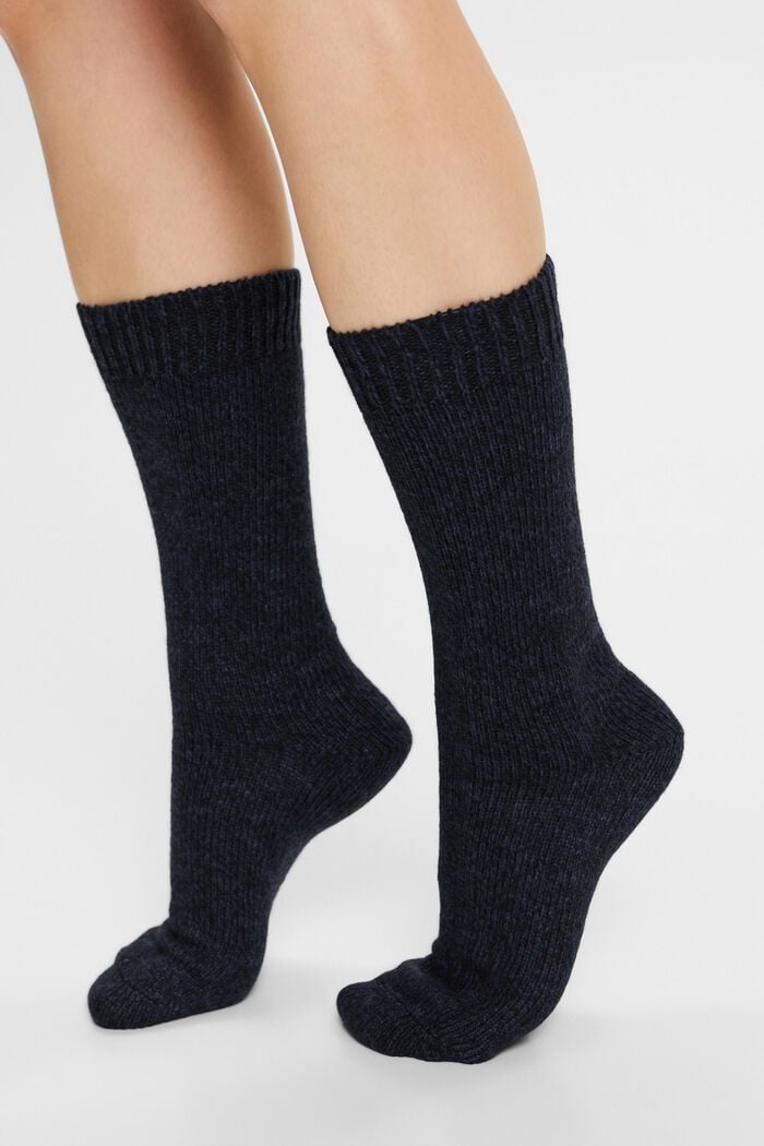 Chunky knit boot socks, NAVY, detail image number 1