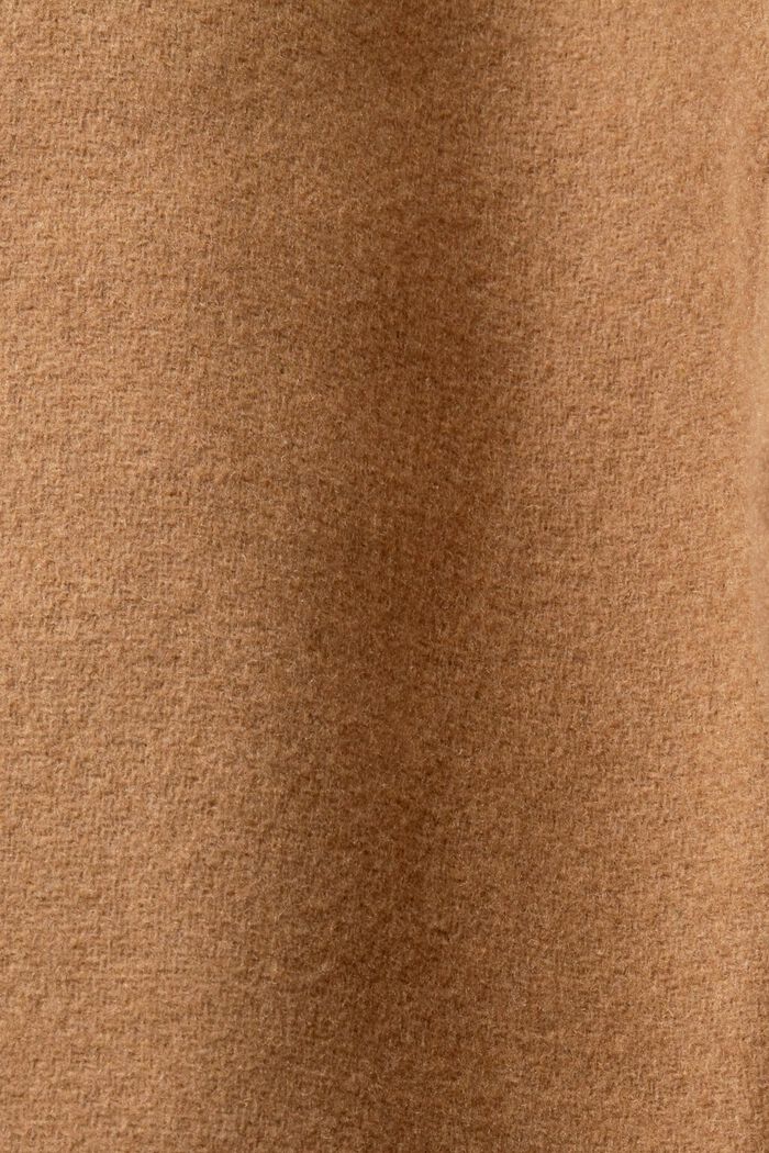 Wool Blend Detachable Hood Coat, CAMEL, detail image number 4