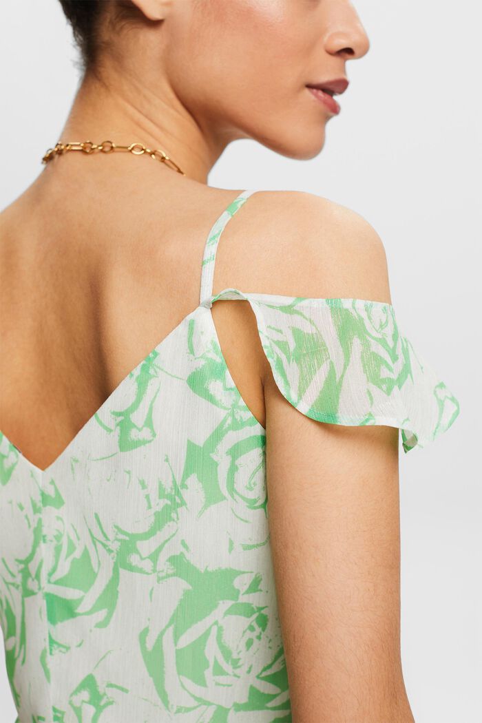 Off-The-Shoulder Printed Chiffon Maxi Dress, CITRUS GREEN, detail image number 3
