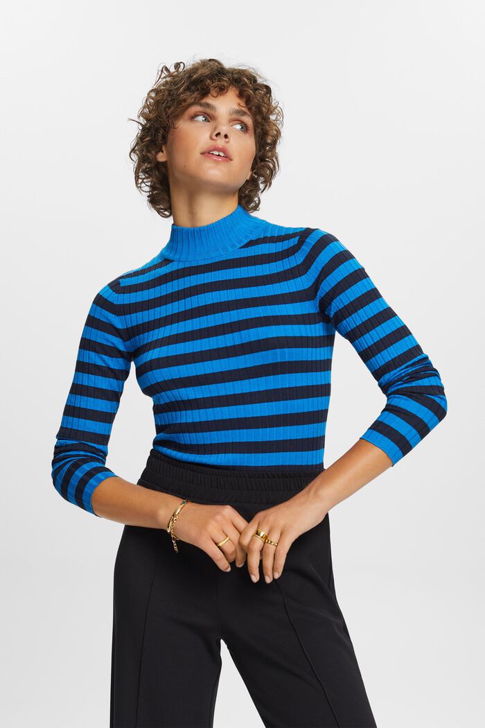 Striped rib-knit jumper, BLUE, detail image number 0