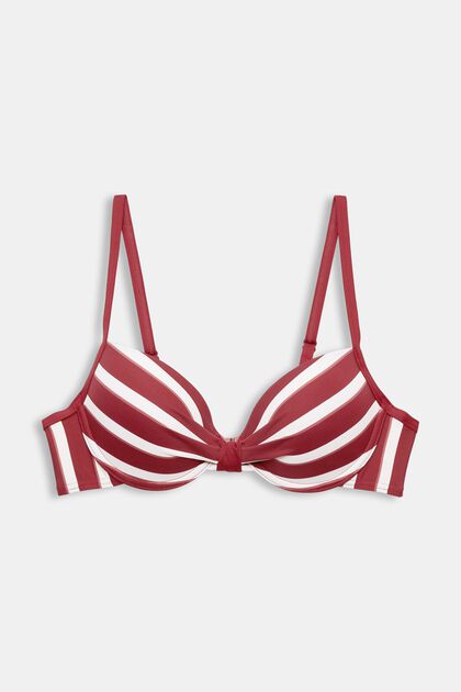 Padded and underwired bikini top with stripes