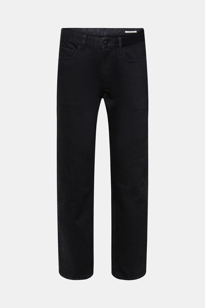 Sustainable cotton straight leg jeans, BLACK DARK WASHED, detail image number 7