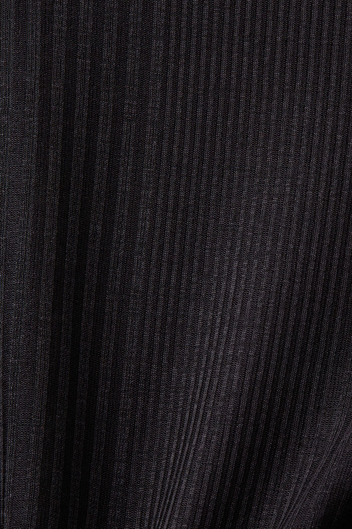 Sheer Ribbed Top, BLACK, detail image number 6