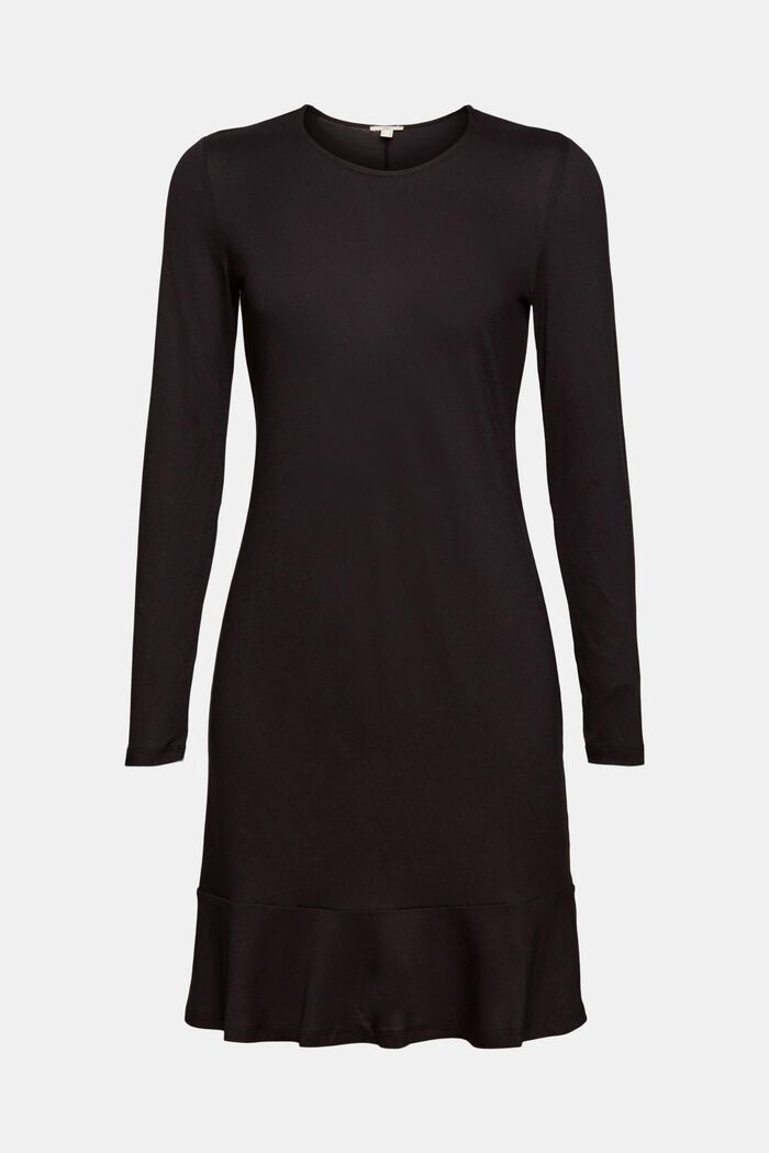 Dress with a flounce hem, LENZING™ ECOVERO™, BLACK, detail image number 5