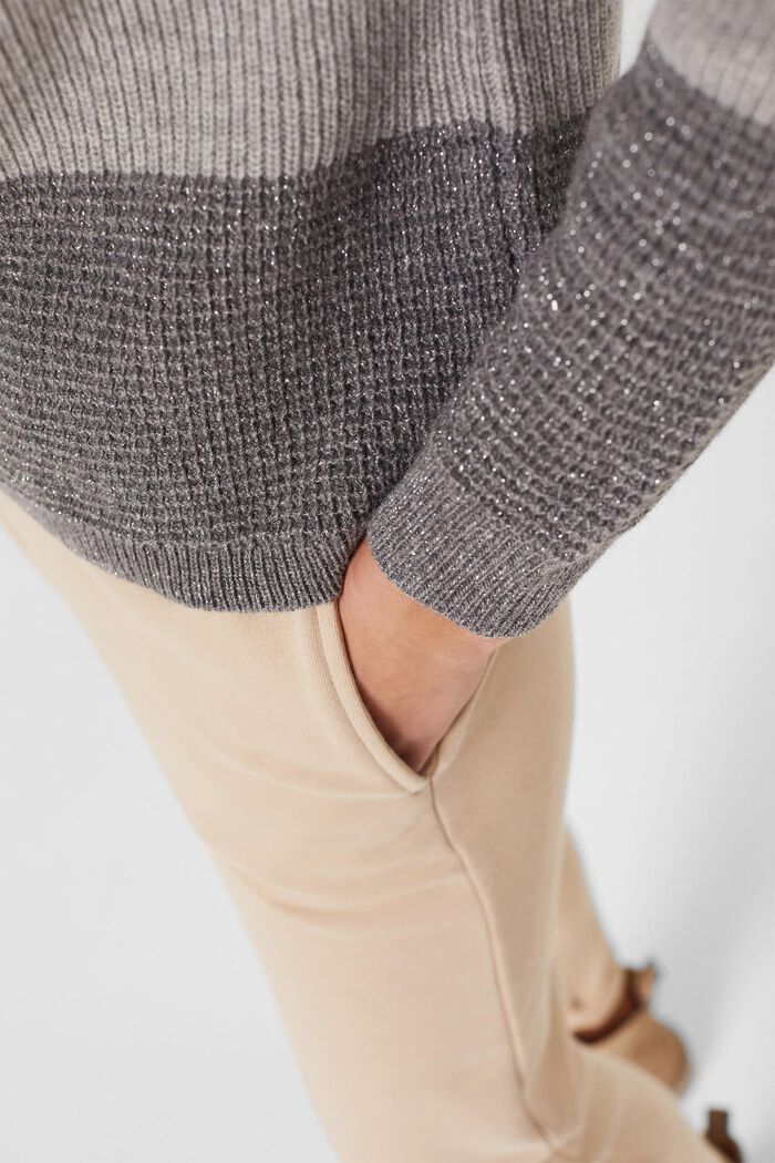 Jumper with block stripes in a wool blend, LIGHT GREY, detail image number 5