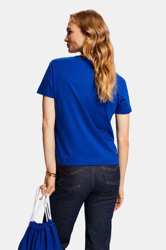 Cotton Crewneck T-Shirt, BRIGHT BLUE, detail image number 3