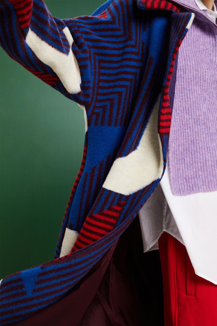 Printed Wool-Blend Coat, BORDEAUX RED, detail image number 3