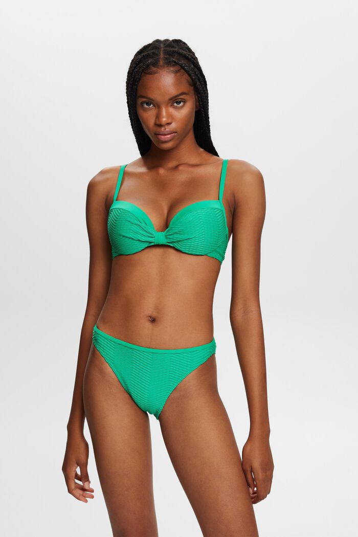 Recycled: textured bikini bottoms, GREEN, detail image number 0