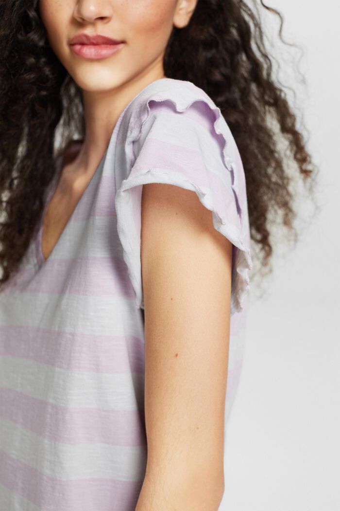 Striped T-shirt with flounce sleeves, LILAC, detail image number 2