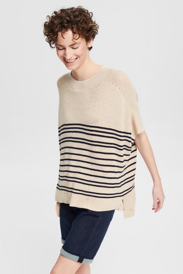 With wool: striped poncho, ICE, overview
