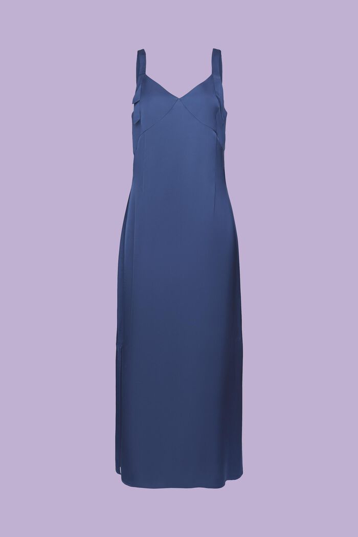 Satin Slip Midi Dress, GREY BLUE, detail image number 7