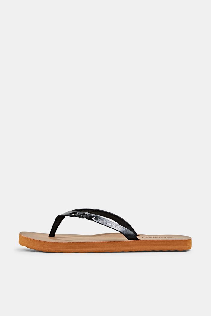 Thong sandals with braided detail, BLACK, detail image number 0