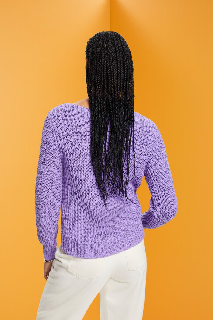 Open-Knit Sweater, PURPLE, detail image number 3