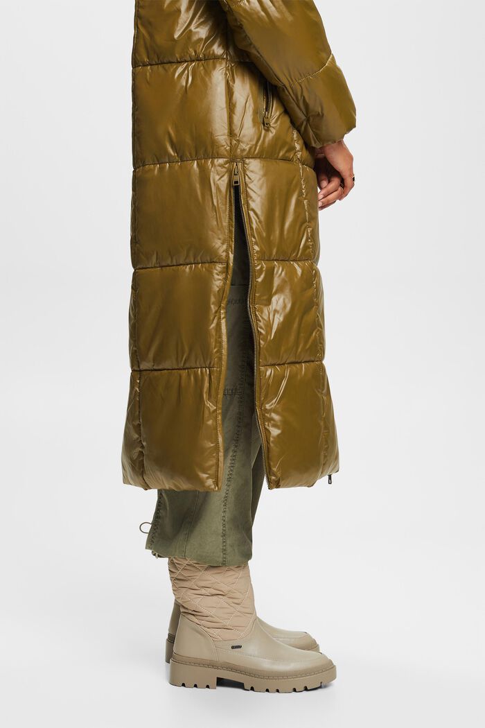 Hooded Padded Quilted Jacket, DARK KHAKI, detail image number 1