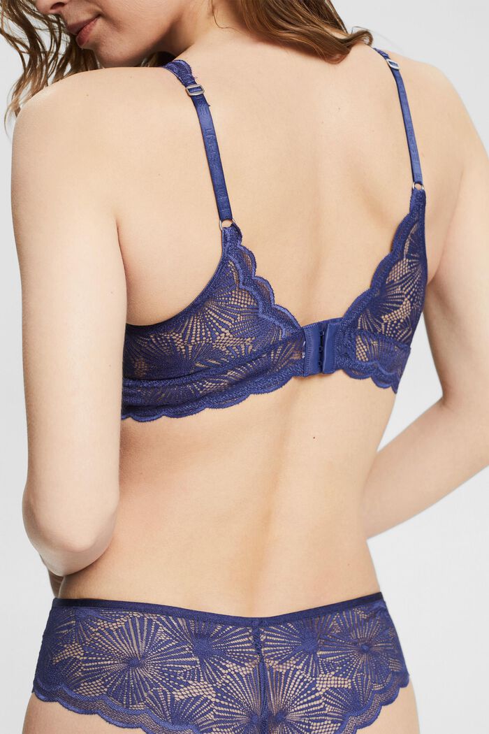 Padded bra with patterned lace, BRIGHT BLUE, detail image number 3