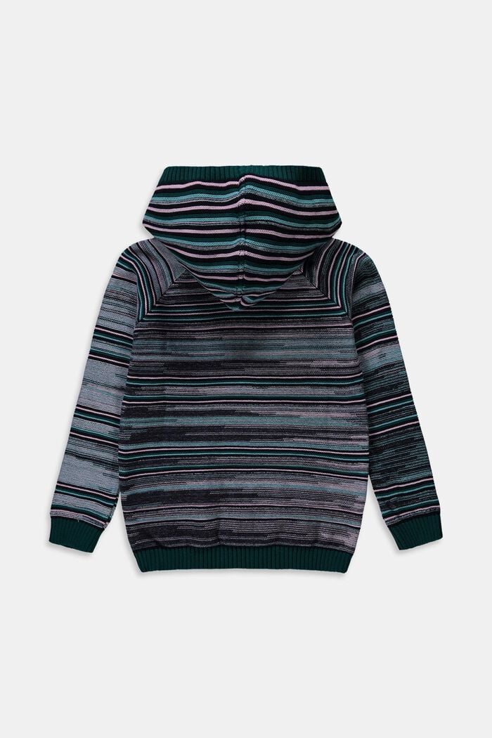 Knitted hoodie with a striped pattern, AQUA GREEN, detail image number 1