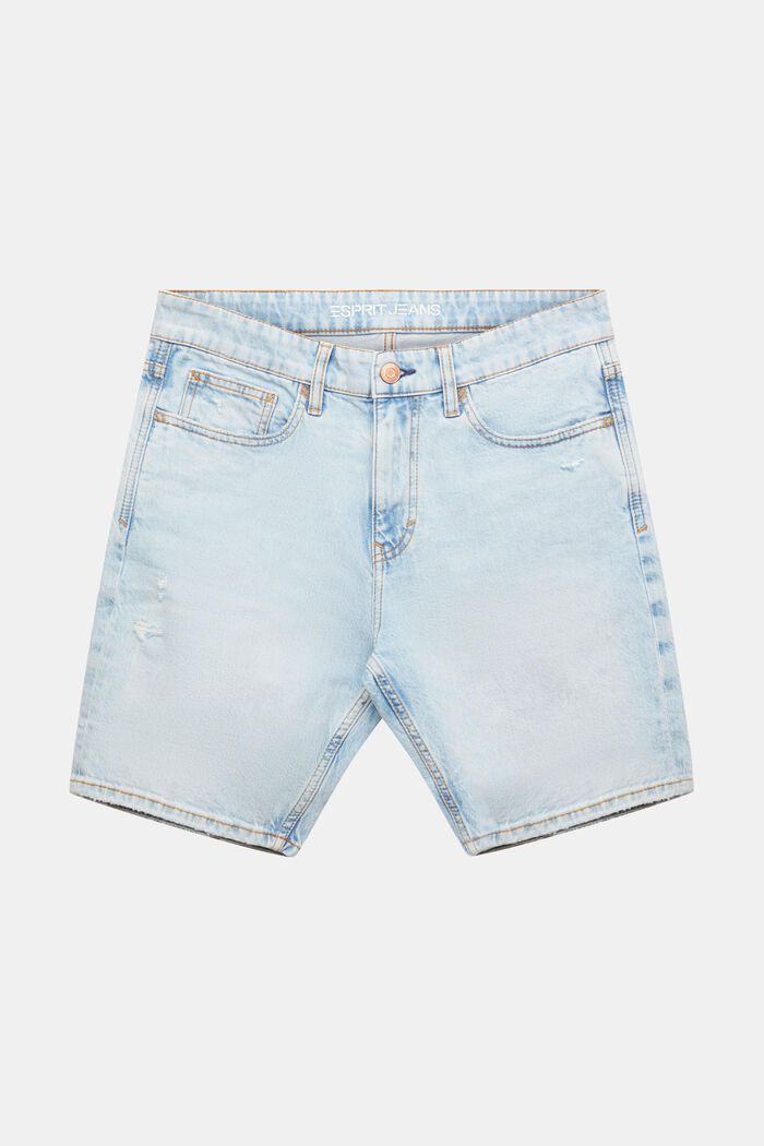 Mid-Rise Slim Denim Shorts, BLUE LIGHT WASHED, detail image number 6