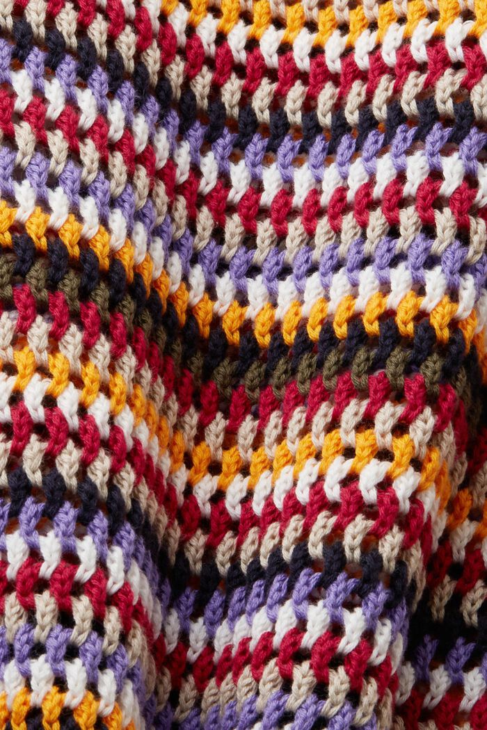 Striped mesh slightly cropped cotton jumper, PURPLE, detail image number 4
