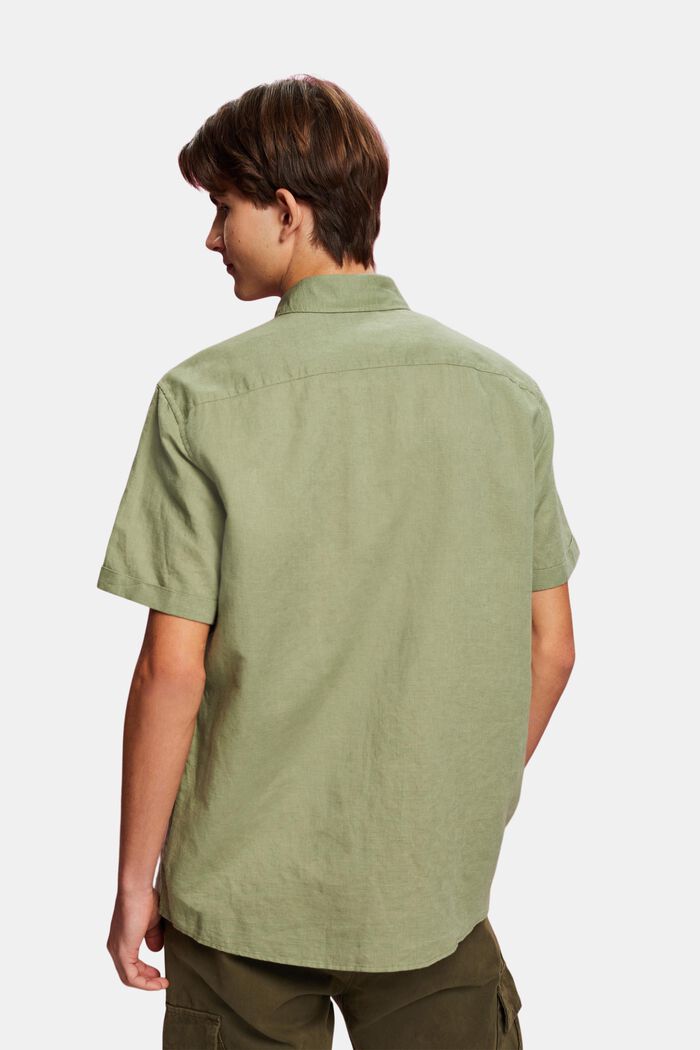 Linen Blend Short-Sleeve Shirt, LIGHT KHAKI, detail image number 4