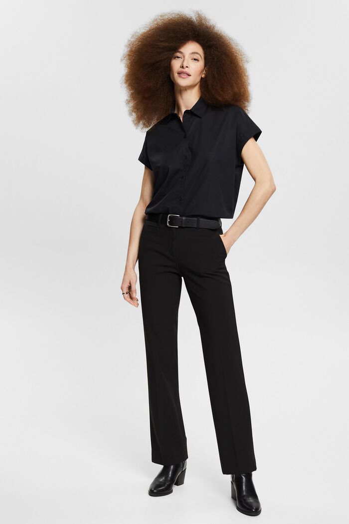 Shirt blouse in 100% cotton, BLACK, detail image number 1