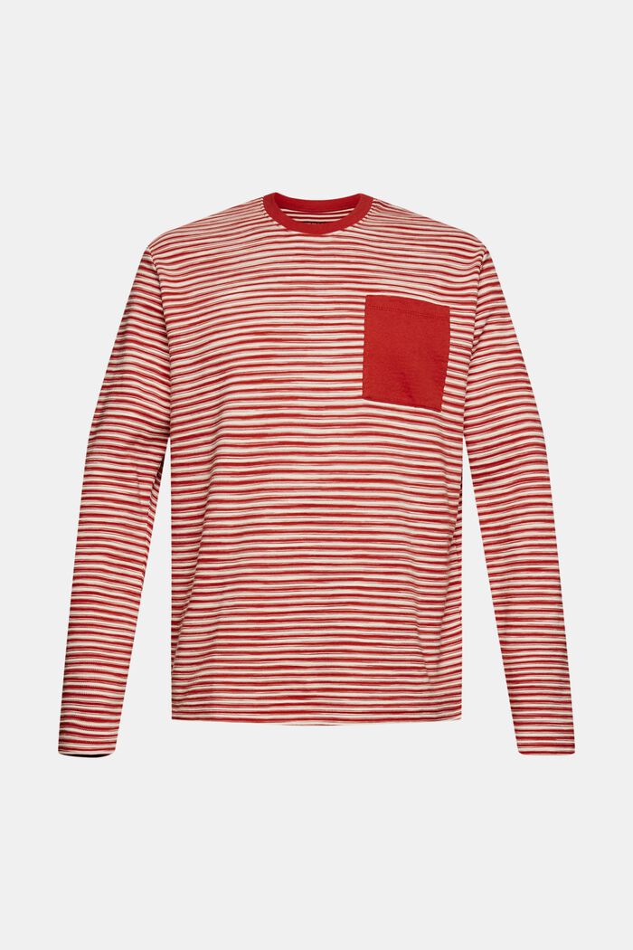 Striped sweatshirt with a breast pocket, RED ORANGE, detail image number 2