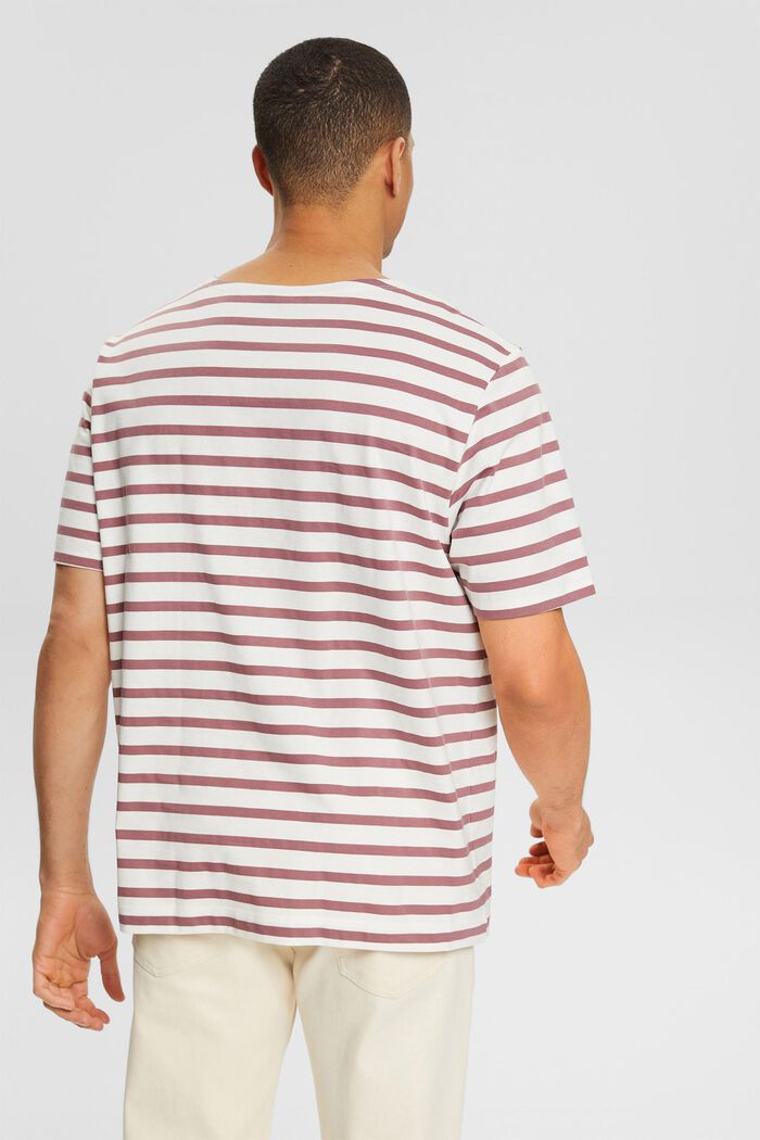Striped T-shirt with a breast pocket, DARK OLD PINK, detail image number 3