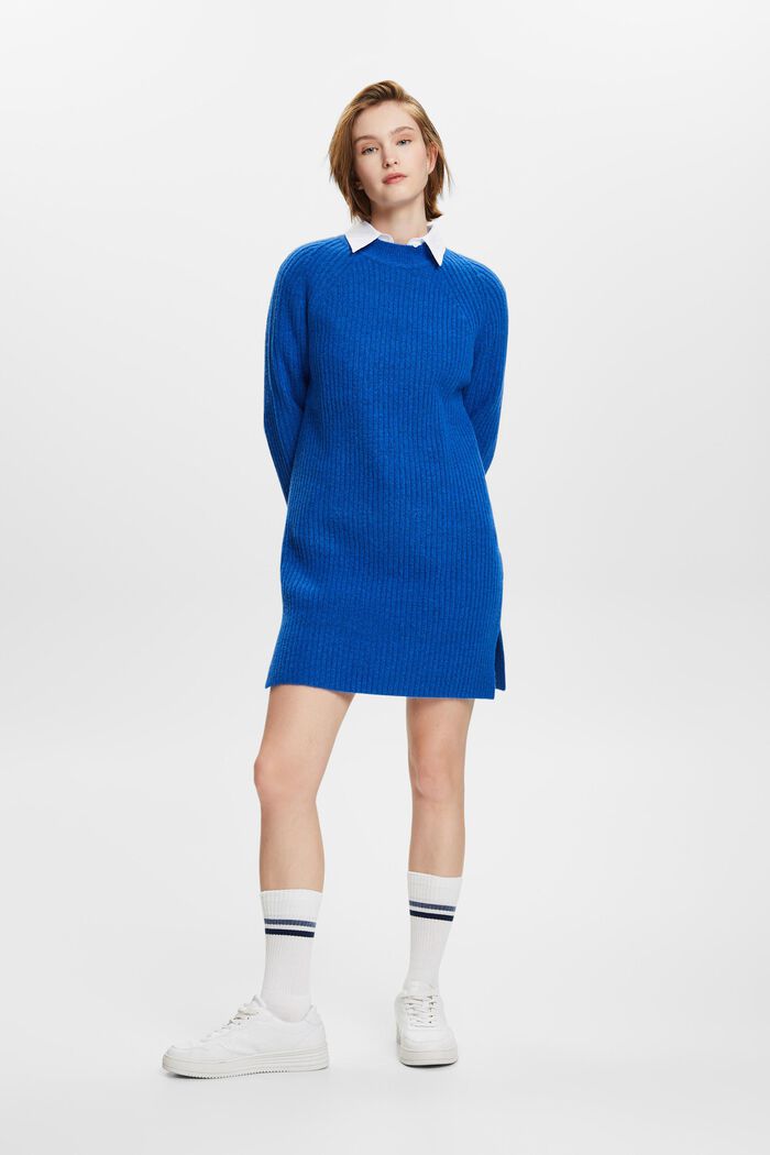 Rib-Knit Mini Dress, BRIGHT BLUE, detail image number 1