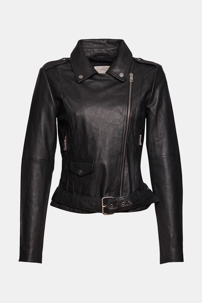 Leather jacket, BLACK, detail image number 7
